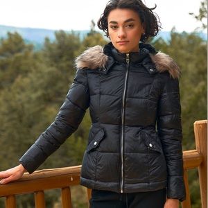 Long-sleeve Faux Fur Hooded Jacket